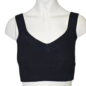 Aritzia Wilfred Mony Knit Crop Tank, Open Knit, Black, Crop Top, Size Small